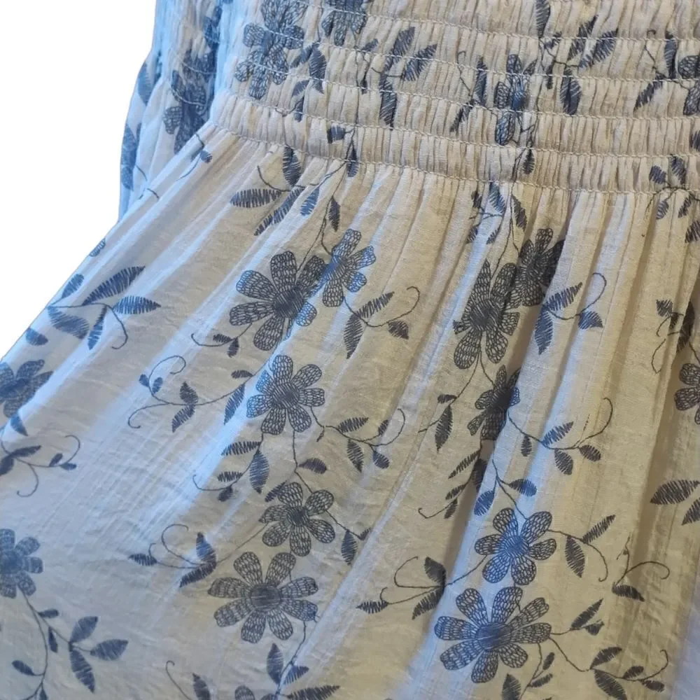 BaeVely smocked floral babydoll off the shoulder dress tunic size M
